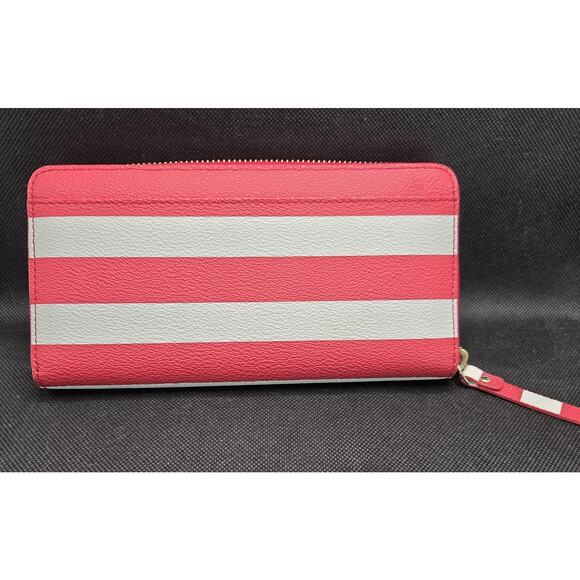 KATE SPADE NEDA EMPIRE RED/CREAM STRIPED ZIP AROUND WALLET Clean Excellent - Picture 6 of 8